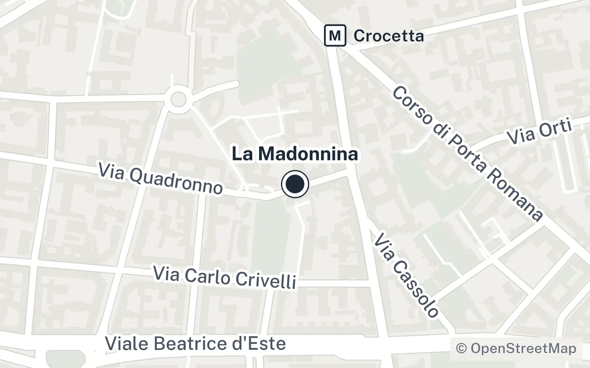 Mappa della zona di Via Quadronno 29 a Milano, vicino alla fermata M3 Crocetta: apri in Google Maps